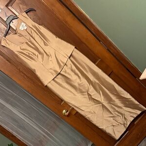 David's Bridal Satin Dress in Gold Beige